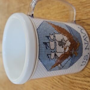 Vintage Cross Stitch Navy Mug 8oz